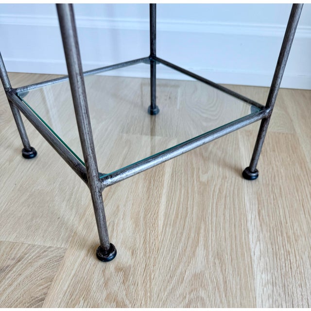 Pair of Vintage Silvered Iron Neoclassical Pedestals / Side Tables / Plant Stands For Sale In Chicago - Image 6 of 10