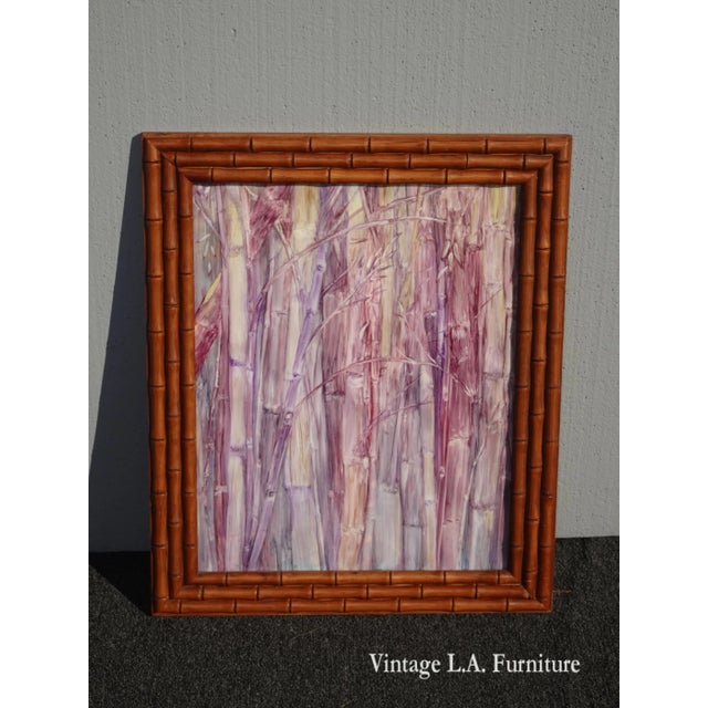 Vintage Bamboo Frame Abstract Watercolor Picture by Susan Wood For Sale - Image 13 of 13