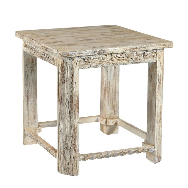 Transform your living space with the soulful character of this Hand Carved Farmhouse Side Table. More than just a piece of...