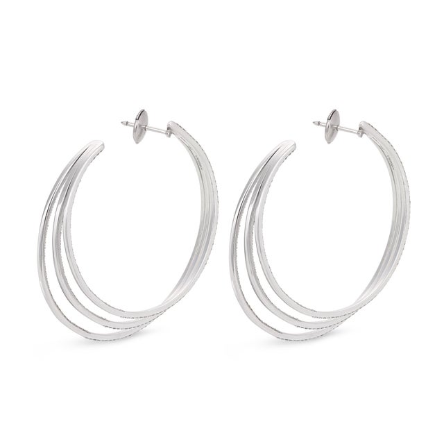 Modern Messika Diamond 18k White Gold Gatsby Hoop Earrings, A Pair For Sale - Image 3 of 7