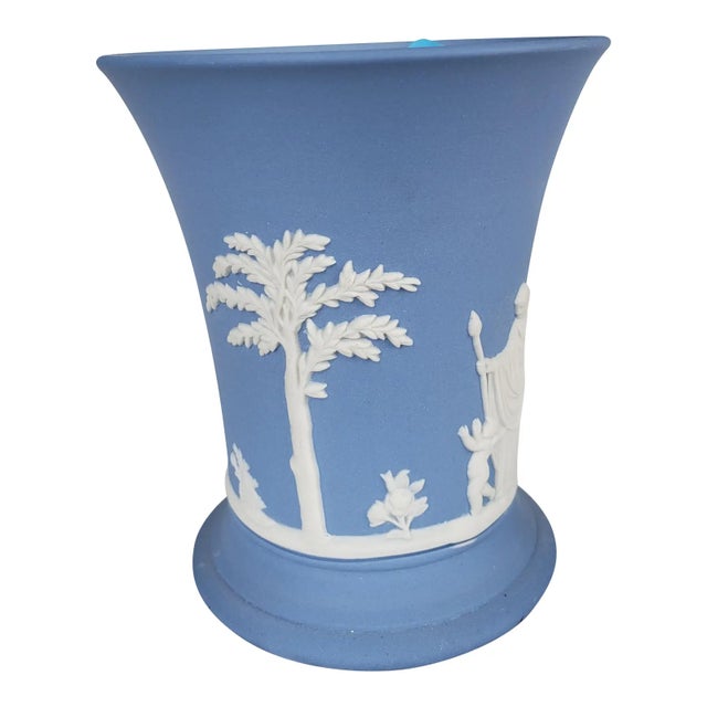 Blue 1970s Vintage Wedgwood Jasperware Pale Blue 6 Piece Collection - Teapot, Pedestal Vase For Sale - Image 8 of 17
