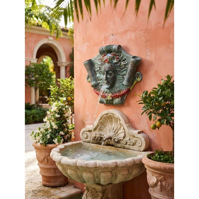 Vintage Classical Bronze & Polychrome Water Fountain Mask For Sale - Image 10 of 12