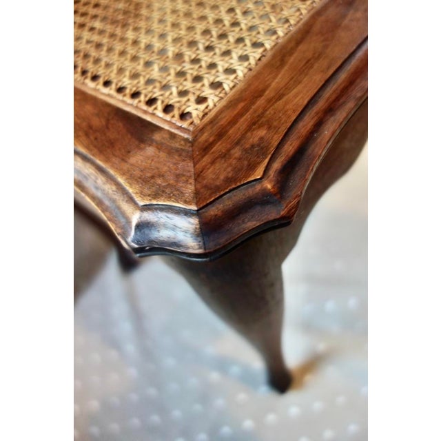 1960s 1960s Cane and Walnut Bench For Sale - Image 5 of 9