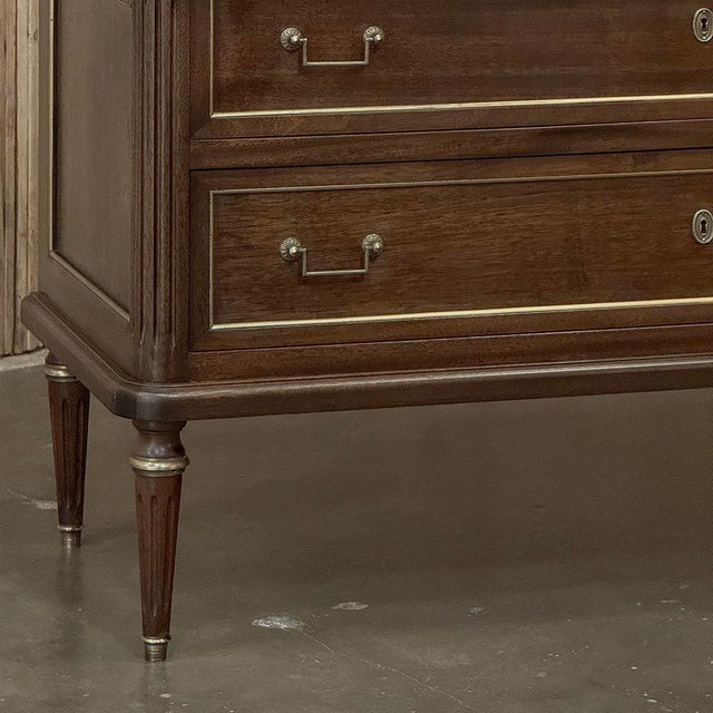 Wood French Directoire Neoclassical Carrara Marble Top Commode For Sale - Image 7 of 18
