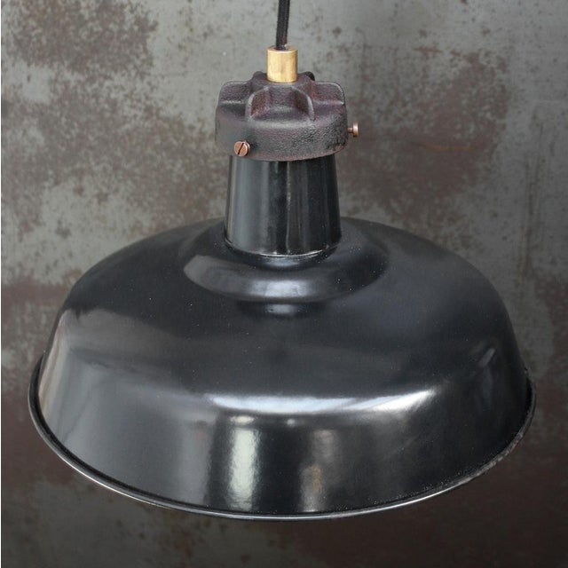 Vintage Factory Pendant Lamp in Black Enamel by Gal For Sale - Image 4 of 6