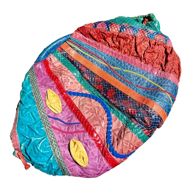 1980s Carlo Fiori Snakeskin and Leather Memphis-Style Bag For Sale