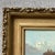 Blue Antique Continental Mountainous Riverscape With Island and Boat, Oil on Board For Sale - Image 8 of 10