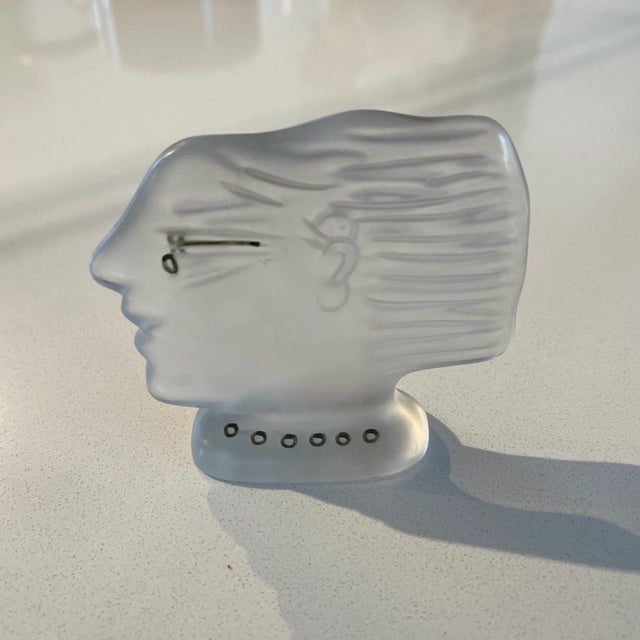 1980s Daum Crystal France Alexandre Fassianos Sculpture Face For Sale - Image 10 of 10