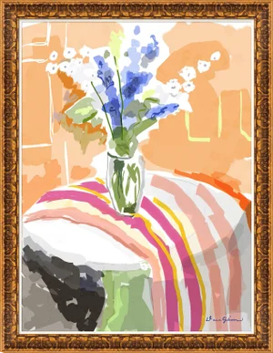 Delphiniums By Dana Gibson, Framed Art Print