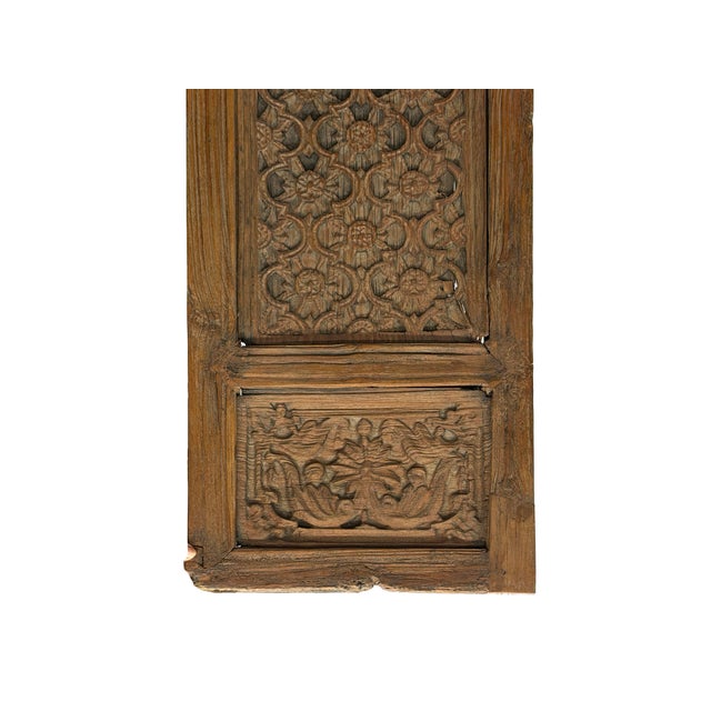 Tan Vintage Restored Relief Floral Motif Rectangular Wood Wall Panel B For Sale - Image 8 of 12