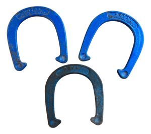 Vintage St. Pierre Royal Blue Drop-Forged Steel Pitching Horseshoes Outdoor Games -Set of 3