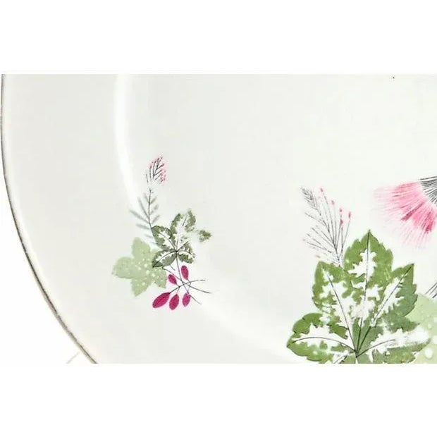 Vintage Bavarian porcelain four-piece place settings with for service for four in a vibrant purple and raspberry thistle...