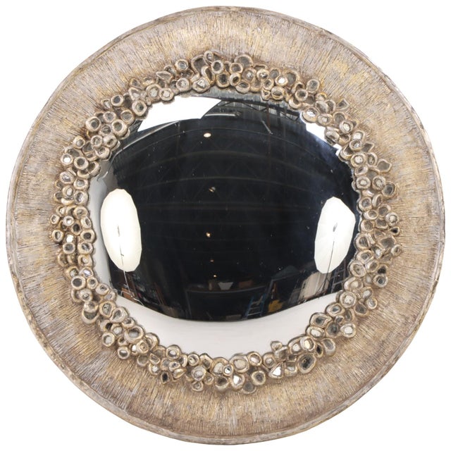 Mid-Century Modern Silvered Resin and Old Glass Convex Mirror in the Manner of Line Vautrin. For Sale - Image 3 of 7