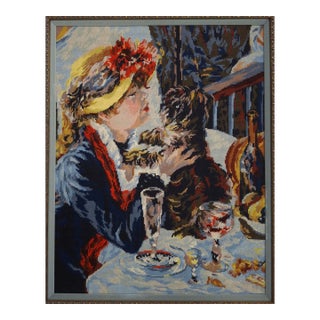 Rosemary Pipkin Jackson (American 20th Century), After Pierre Auguste Renoir, Luncheon of the Boating Party, Needlework Panel For Sale