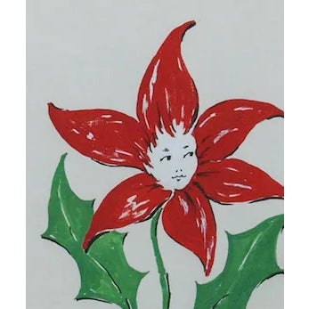 'Budface Flower' by Alexander Warren Montel, c1950's, watercolour on paper for Lanvin of Paris!~
