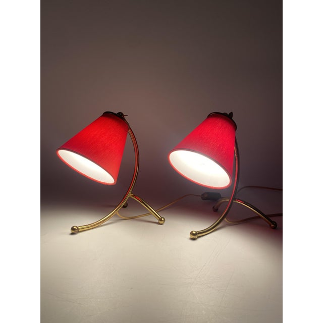 Gold Vintage Table Lamps with Organically Shaped Brass Bases, 1950s, Set of 2 For Sale - Image 8 of 17