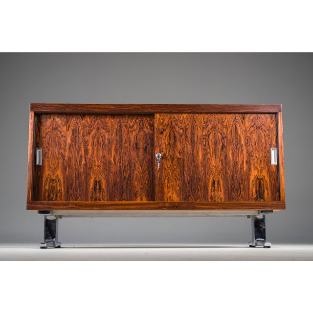 1970s Mid-Century Wood Veneer Sideboard with Chrome Legs, 1960s For Sale - Image 5 of 18