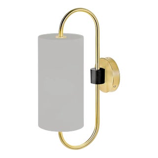 Brushed Brass With Satin Black Wall Light For Sale