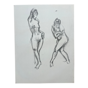 Barbara Beck Figurative Nude Charcoal Sketch on Paper 1970s