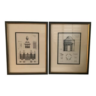1990s Vintage Architectural Rendering Prints by James Polzois a Pair, Framed For Sale