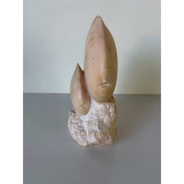 1980’s Vintage Hand-Carved Marble Tropical Fish Sculpture For Sale In Miami - Image 6 of 12