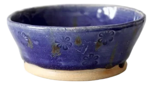 Vintage Studio Pottery Bowl With Stamped Floral Design