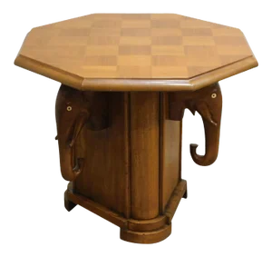 Vintage Nigerian Mahogany Octagon Top Elephant Base Side Table