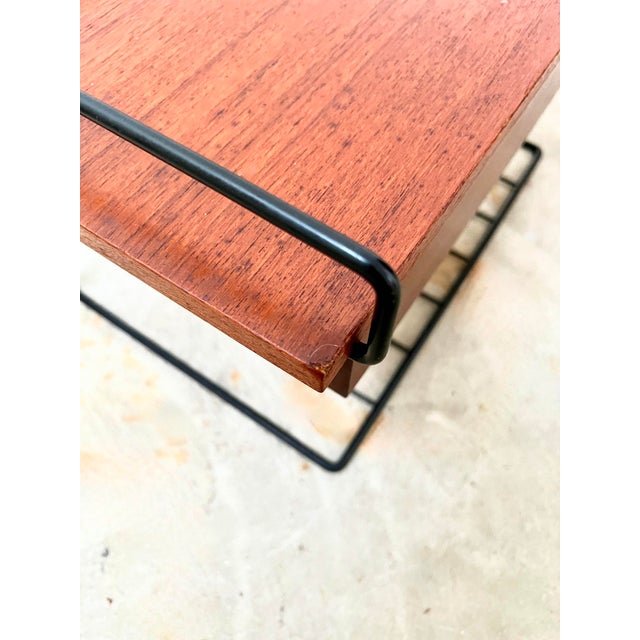 Mid-Century Modern Bedside Shelf with Drawers in Metal and Teak, 1960s For Sale - Image 10 of 12