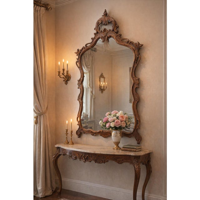 An authentic period piece for enthusiasts and collectors. Splendid antique mirror dating back to the second half of the...