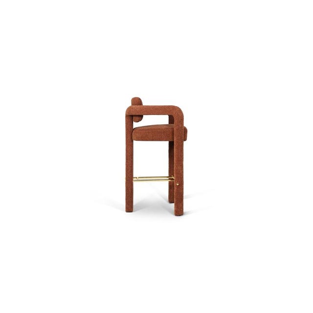 Double Arch Bar Stool in Brass and Drau Ref. 5 Upholstery by Insidherland For Sale - Image 4 of 11