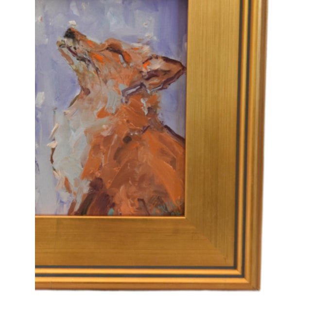 Abstract Impressionist Red Fox Oil Painting Including the Antiqued Gold Wood Frame For Sale - Image 3 of 5
