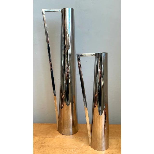Vintage Modernist Metal Tall Pitcher For Sale - Image 9 of 14