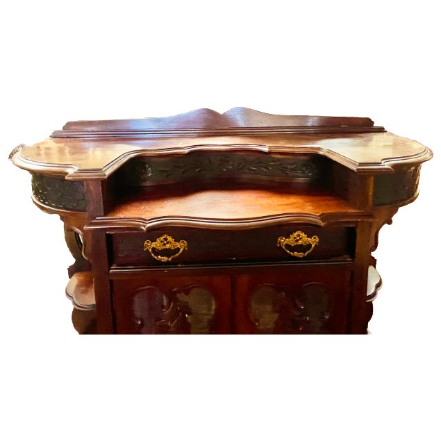 Late 20th Century Antique Victorian/Edwardian Style Carved Mahogany Buffet Sideboard Cabinet For Sale - Image 5 of 6