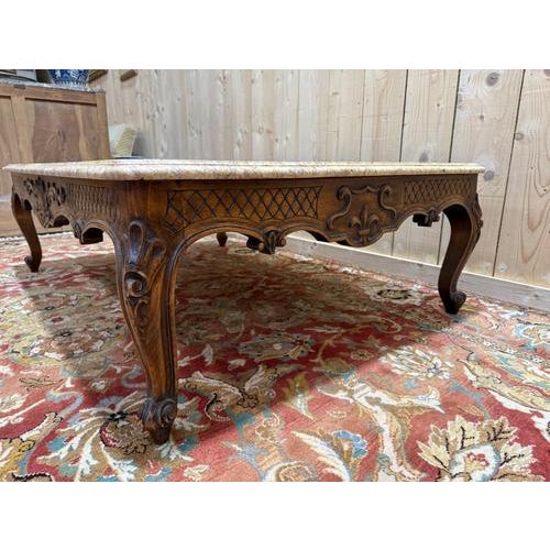 Louis XV Style Coffee Table with Marble For Sale - Image 6 of 9