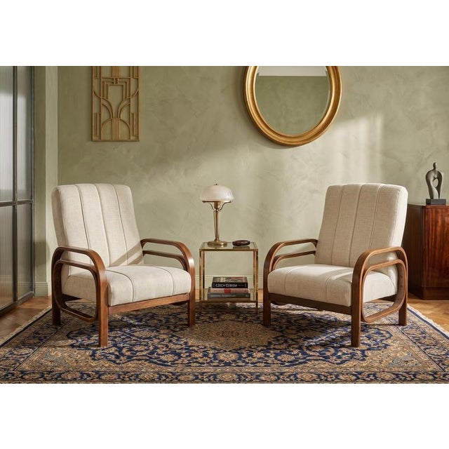 Gold Mid-Century Art Deco Style Bentwood Lounge Chairs from Thonet Debrecen, 1960s, Set of 2 For Sale - Image 8 of 9