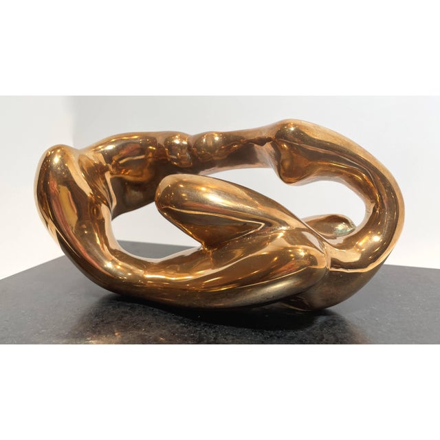 Late 20th Century Polished Bronze Abstract Figural Sculpture For Sale - Image 9 of 9