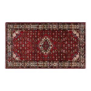 Vintage Hand-Knotted Wool Rug – 3.5 X 7 Ft – Rich Red Traditional Medallion