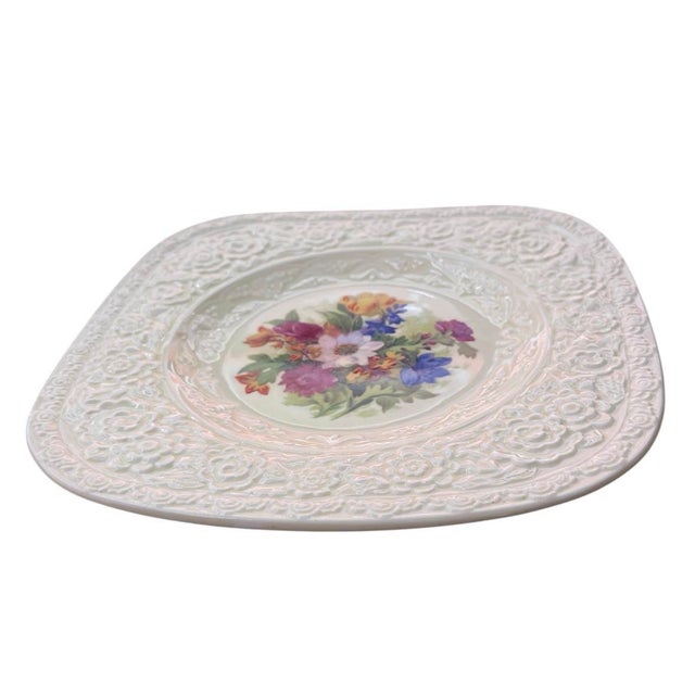 Vintage Crown Ducal "Florentine" Floral Square Plate Set - Set of 6 For Sale - Image 4 of 11