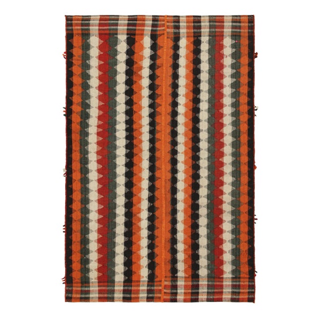 Orange 1950s Vintage Persian Kilim in Orange and Multicolor Stripes by Rug & Kilim For Sale - Image 8 of 8