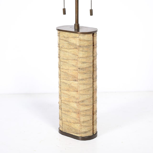 Pair of Mid-Century Tessellated Lizard & Bronze Table Lamps by Karl Springer For Sale - Image 10 of 15