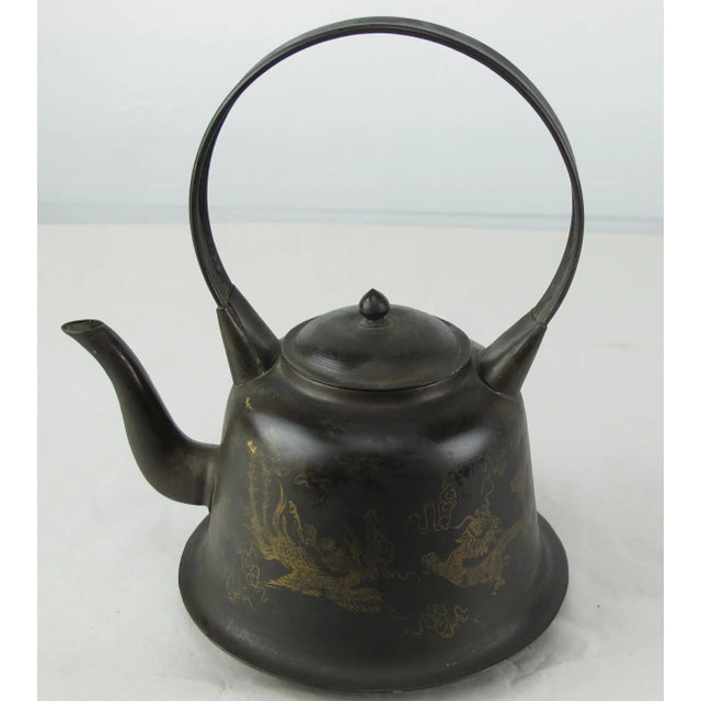 Metal Copper Decorative Beijing Teapots - Set of 3 For Sale - Image 7 of 9
