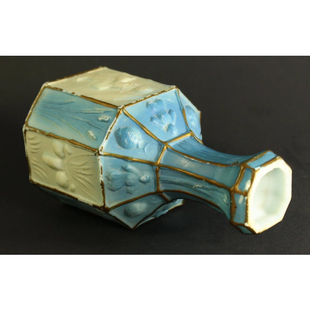 Glass Eapg 1880's Victorian Milk Custard Glass Chinoiserie Pattern Barber Bottle Vase For Sale - Image 7 of 13