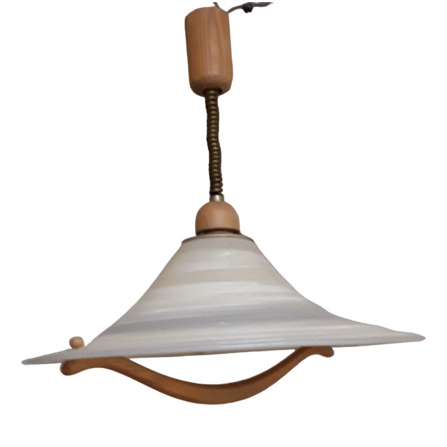 Vintage German Ceiling Lamp in Pine, 1980s For Sale