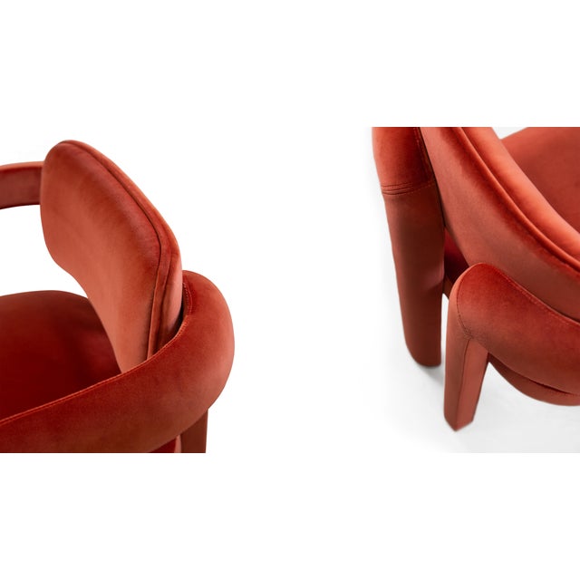 Red Double Arch Dining Chair in Cotton Velvet from Insidherland For Sale - Image 8 of 18