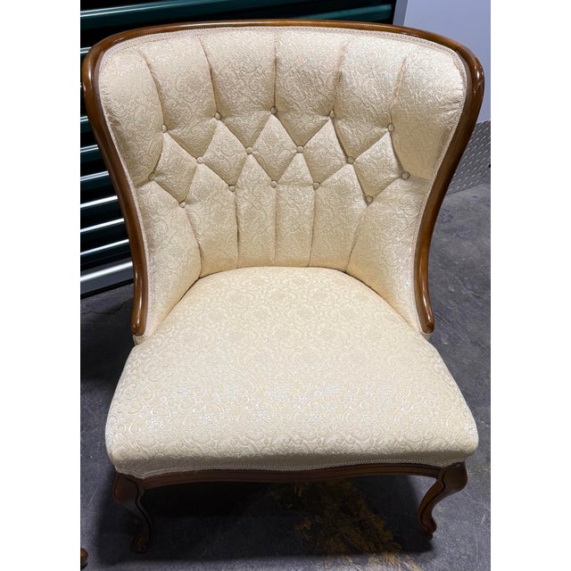 Cream Tufted Back Accent Chairs For Sale - Image 8 of 12