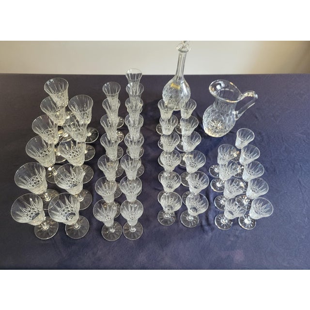Crystal Tarn Carafe and Glasses from Saint Louis, France, 1950s, Set of 49 For Sale - Image 8 of 18