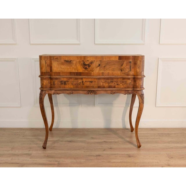 French Louis XV Style Tiered Desk In Burr Walnut, 19th Century For Sale - Image 3 of 12