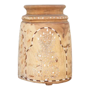Tall Antique Indian Inlaid Ghee Pot