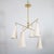 Brass Stilnovo style chandelier with conical shades. UL certified.