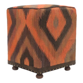 1990s Vintage McKinley Handmade Kilim Upholstered Ottoman For Sale